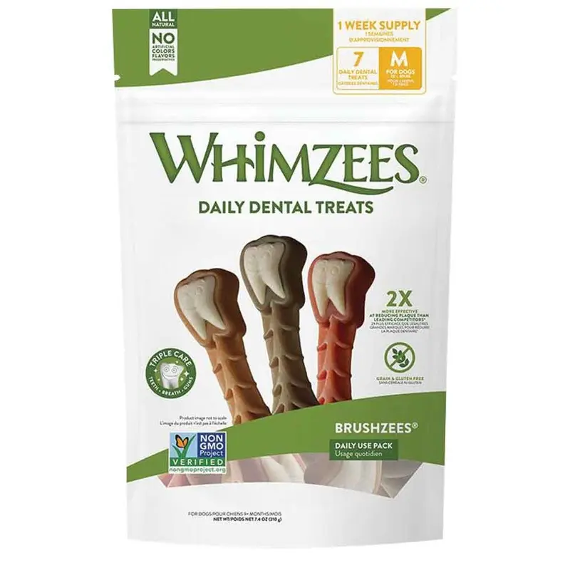 Whimzee Dental Chew - Brushzees - Medium - 7 pk