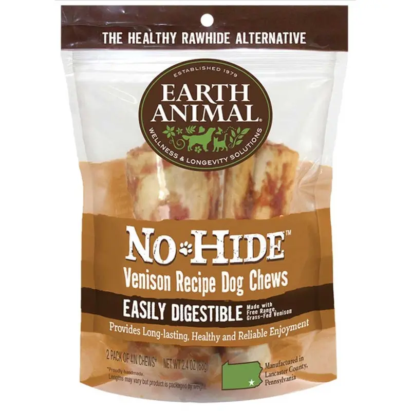 Earth Animal Dog No-Hide Venison 4 in. - 2pk