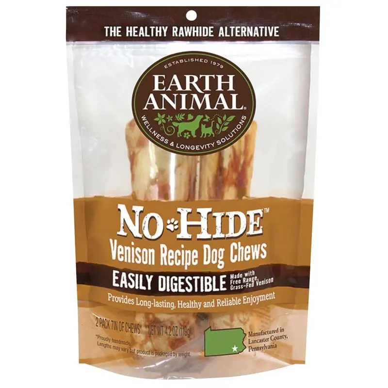 Earth Animal Dog No-Hide Venison 7 in. - 2pk