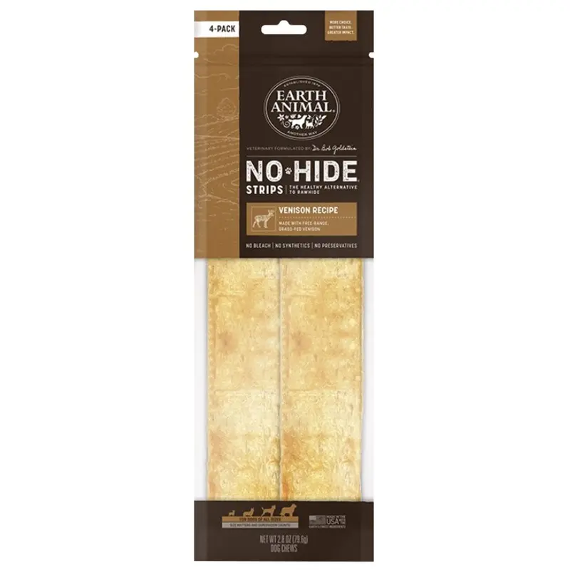Earth Animal - No Hide Strips Venison 4pk.