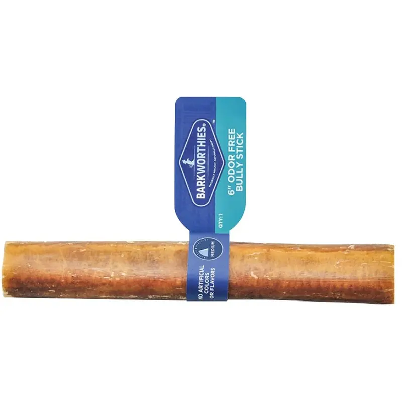 BARKWORTHIES USA MADE BULLY STICK - ODOR FREE - 6 IN.