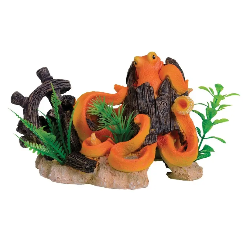 Octopus Shipwreck Aquarium Ornament