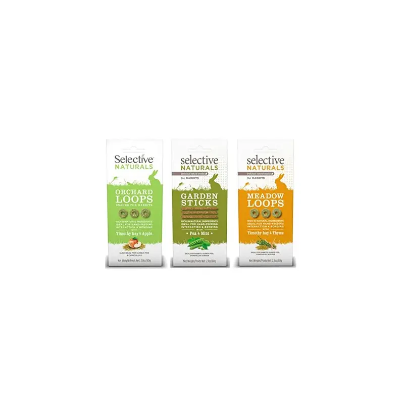 3 Pack Selective Naturals Mixed Variety Animal Rabbit Treats Sticks Loops Small
