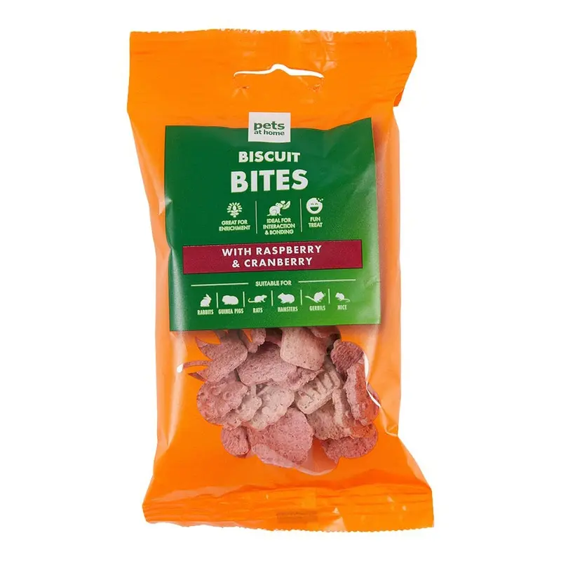 Pets At Home Small Animal Treats Biscuit Bites With Raspberry And Cranberry 60G