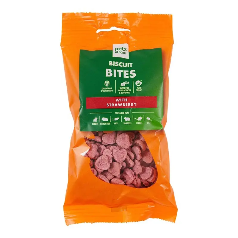 Pets At Home Small Animal Treats Biscuit Bites With Strawberry 60G