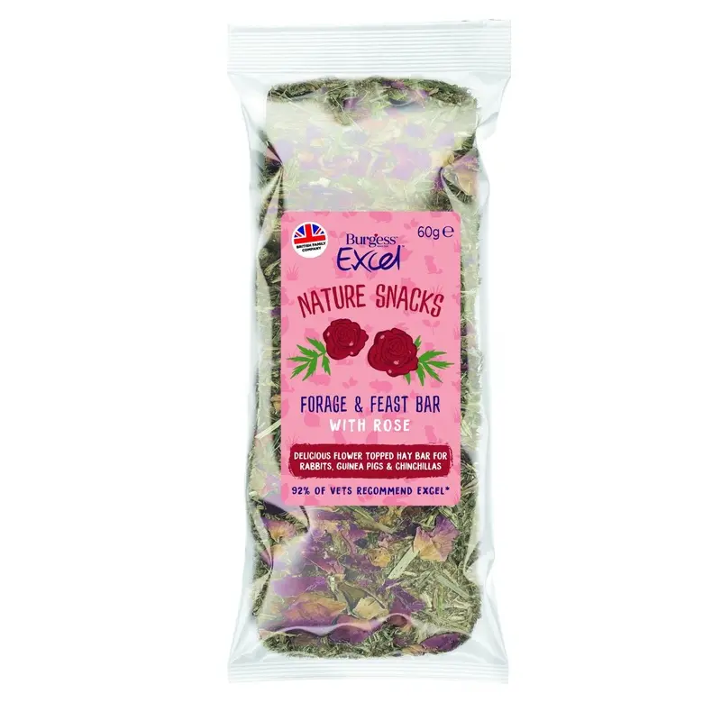 Burgess Excel Nature Snacks Forage And Feast Bar With Rose - Red 60G