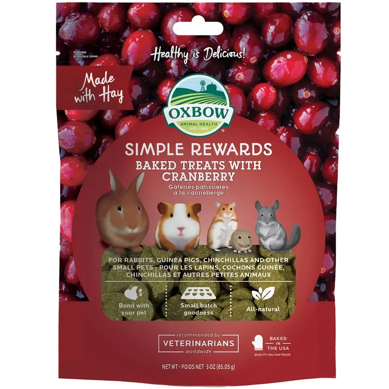 Oxbow Simple Rewards Oven Baked With Cranberry Small Animal Treats 85G