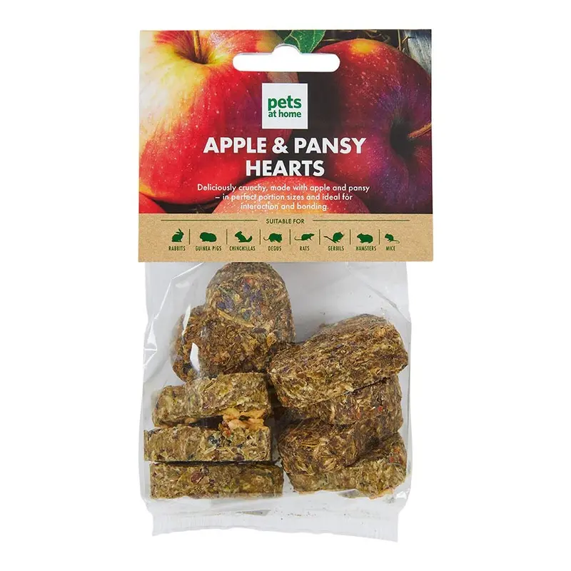 Pets At Home Small Animal Treats Apple And Pansy Hearts 120G