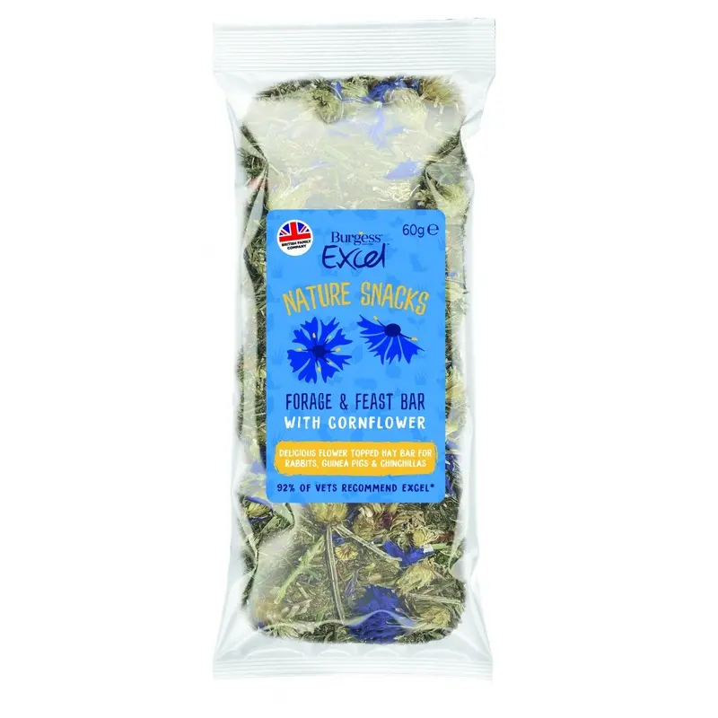 Burgess Excel Nature Snacks Forage And Feast Bar With Cornflower - 60G