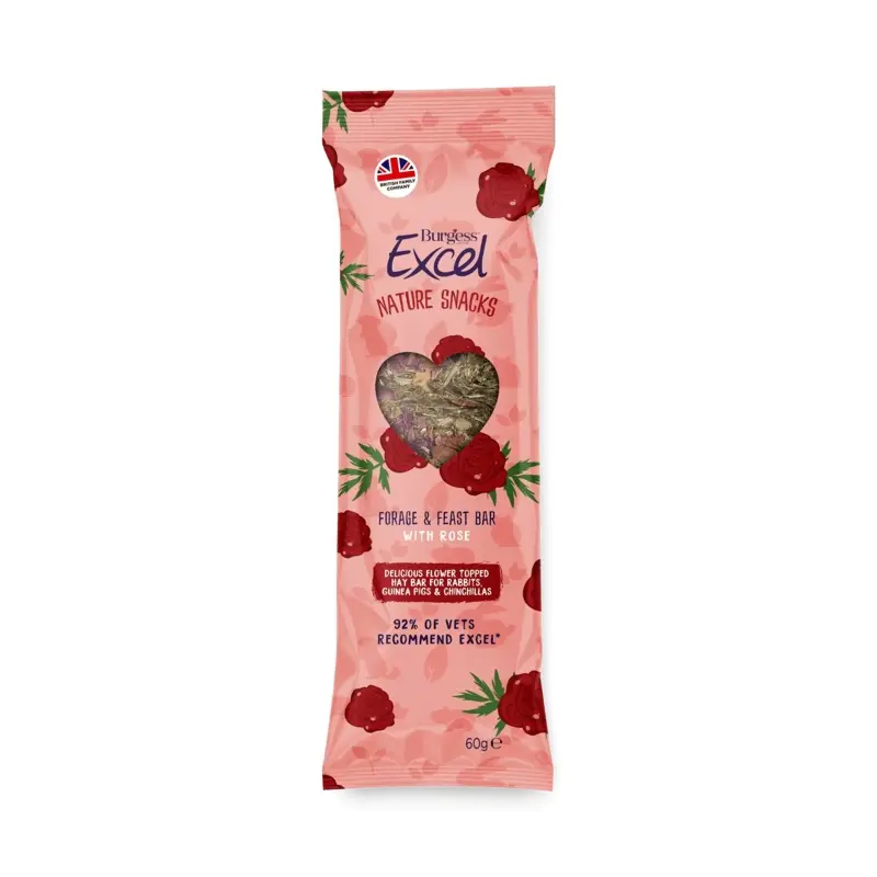 Burgess Excel Nature Snacks Forage & Feast Rose Bars - Treats For Pets Small