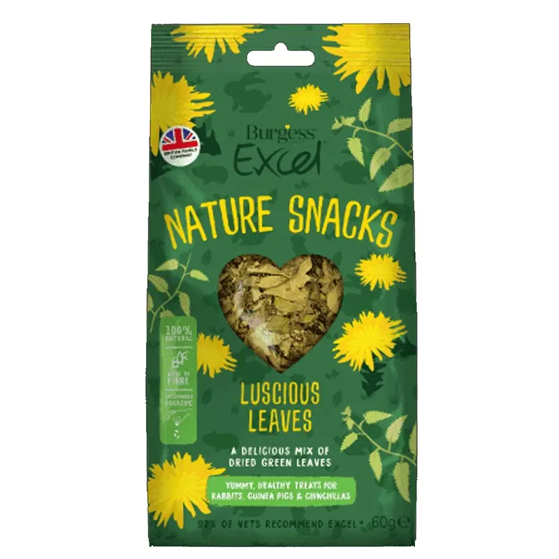 Burgess Green/Red Excel Nature Snacks Luscious Leaves - Treats For Pets Small