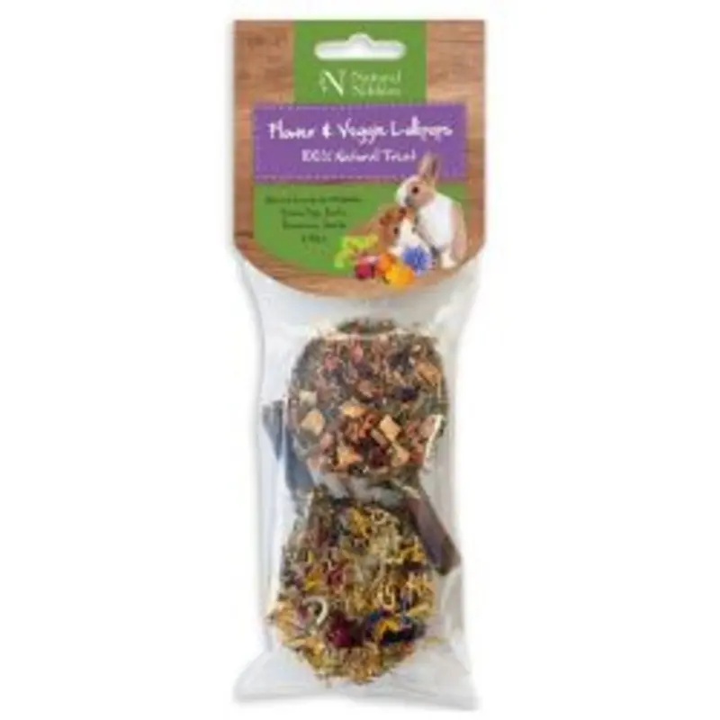 Petlife Natural Nibbles Flowers And Veg Lollies For Animals - Pack Of 2 Small