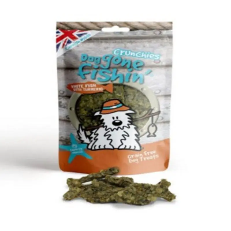 B&Q White Dog Gone Fishin Fish With Turmeric Crunchies X 6 75G