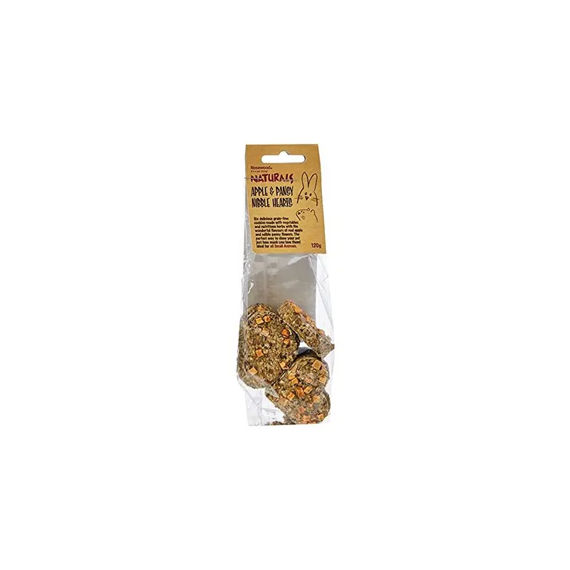 New Rosewood Naturals Apple And Pansy Nibble Heart Treats For Animals 19487 Small