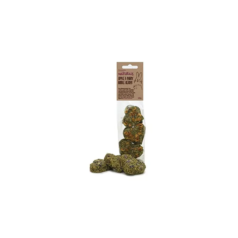 New Rosewood Naturals Apple & Pansy Nibble Hearts - Animal Treats, 120G Small