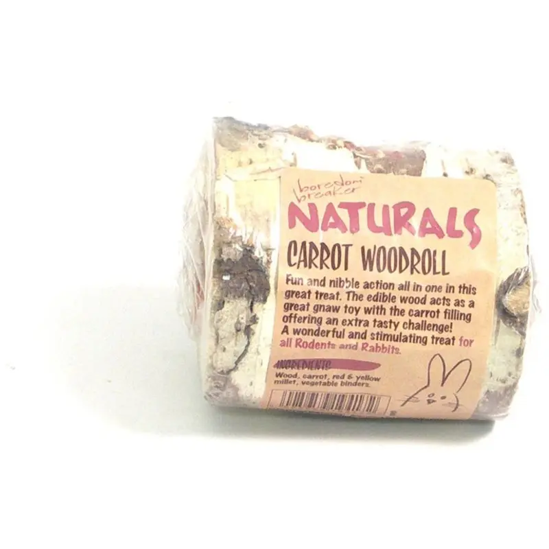 Boredom Breakers Boredom Breaker Nibble Woodroll-Carrot For Animals - 1 Piece Small