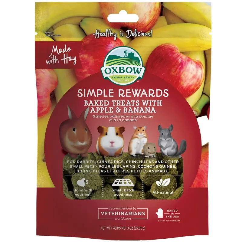 Oxbow Simple Rewards Oven Baked Small Animal Treats Apple & Banana 85G