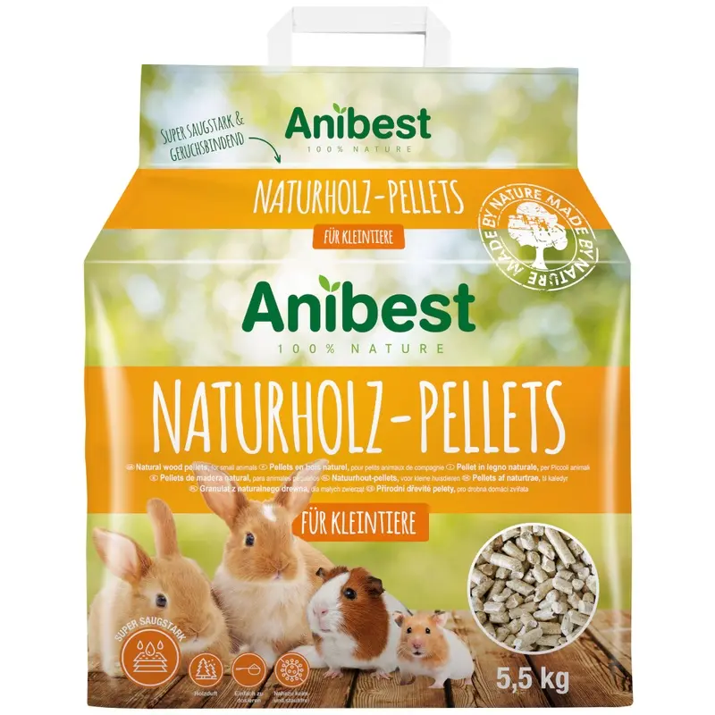 Anibest Natural Wood Pellets - 10 Litres (5.5Kg)