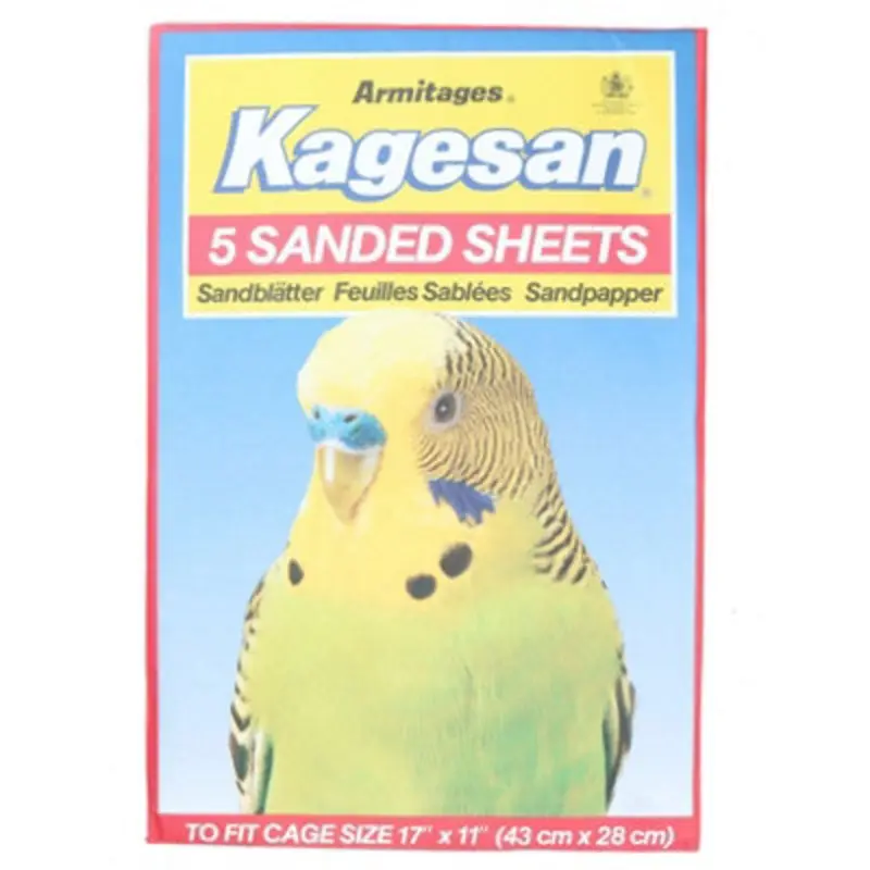 Ab Tools 5 Sanded Sheets Sandpaper Cage Lining Budgies Caged Birds 28X43cm