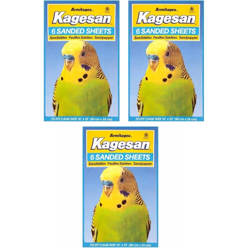 Kagesan Blue BIRD CAGE SAND PAPER SHEETS 3X6 PACK = 18 3 PACKS