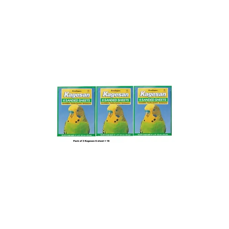 Kagesan Green Bird Cage Sand Paper Sheets 3X6 Pack = 18 Sheets 33Cm X 25Cm Medium