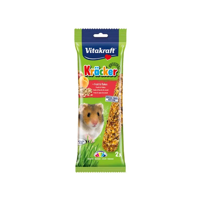 Vitakraft Kracker Sticks Hamster Treat Fruit & Flakes X2 66G