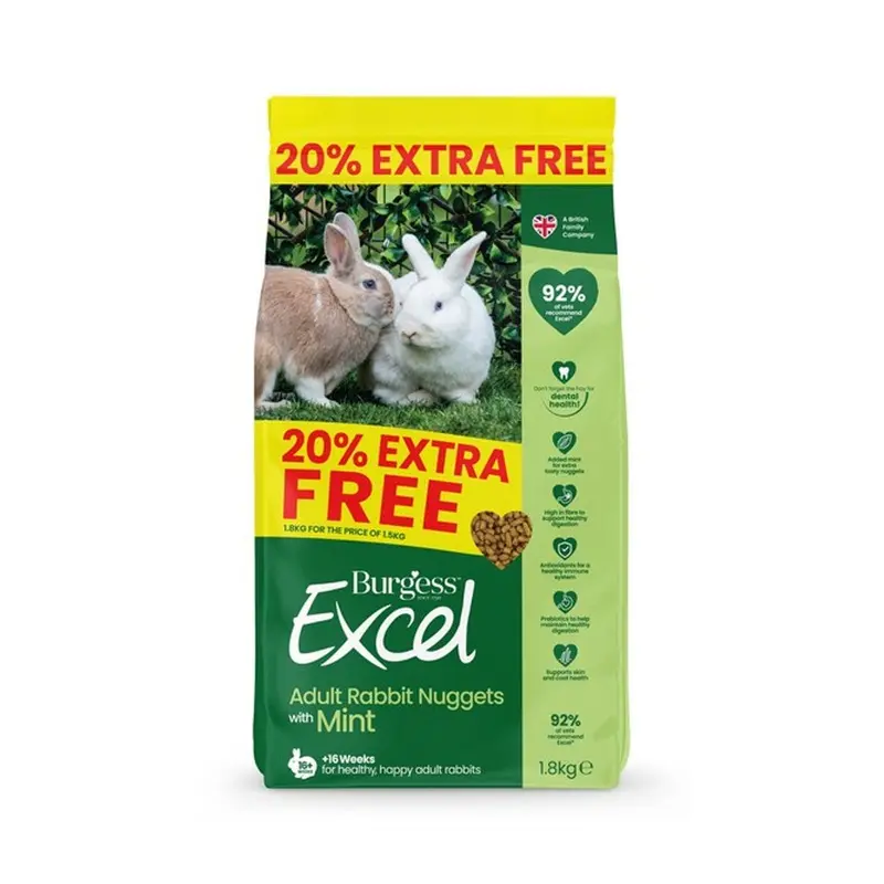 Burgess Excel Rabbit Nuggets 20% Extra - : 1.8Kg Size 20