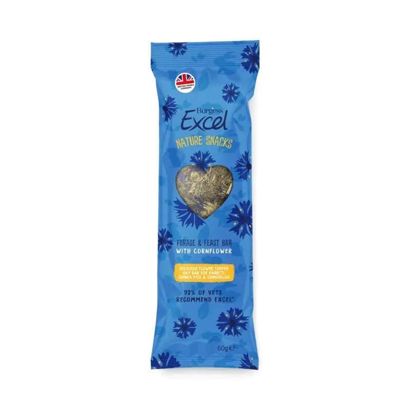 Burgess Excel Nature Snacks Forage & Feast Cornflower Bars - Treats For Pets Small