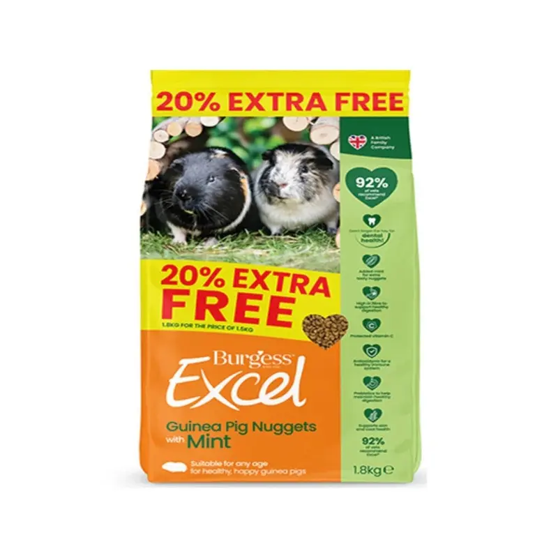 Burgess Excel Guinea Pig Nuggets With Mint 20% Extra Free - : 1.5Kg Size 20