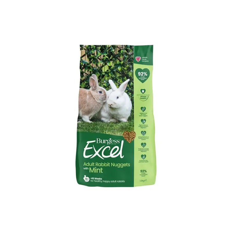 Burgess Excel Tasty Nuggets Adult Rabbit Food (2Kg) (Pack Of 2) 2Kg