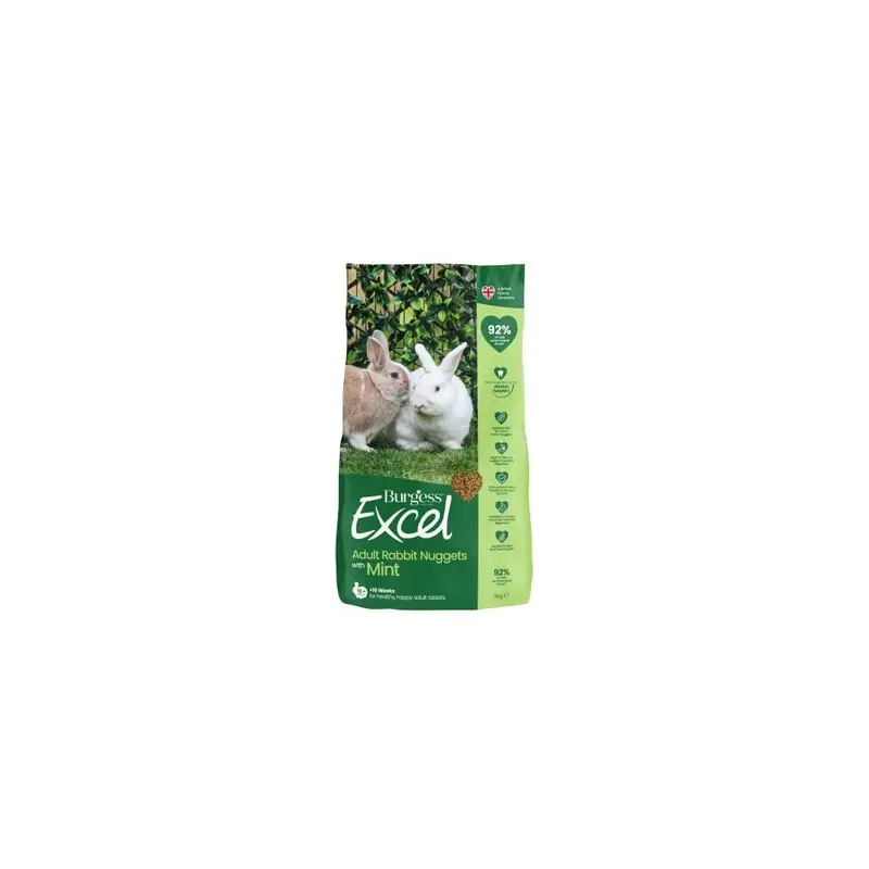 Excel Burgess Nuggets With Mint Adult Rabbit Food 3 Kg 3Kg