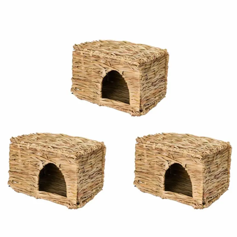 Senza Marchio Guinea Pig Ferret Folding Straw Grass House Small