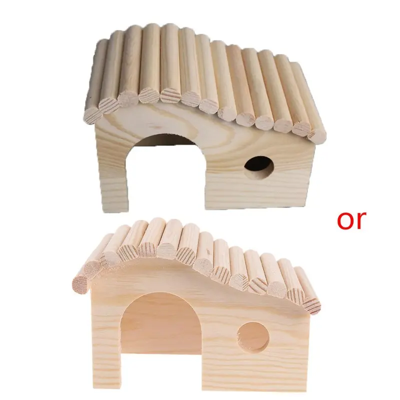 Wood House Animal Tunnel Exploring Toys For Gerbils Syrian Hamsters Mice Small
