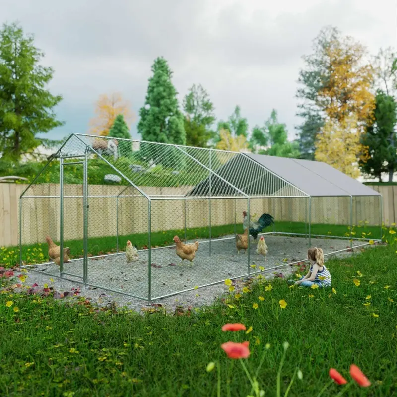 Foxhunter (3X8x2m) Chicken Run Cage Walk In Coop Poultry Hen Rabbit Kennel Hutch Metal