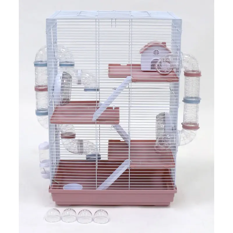 Sky Pets Pink Hamster Cage, Little Zoo Harriet With Tubes, Size 46