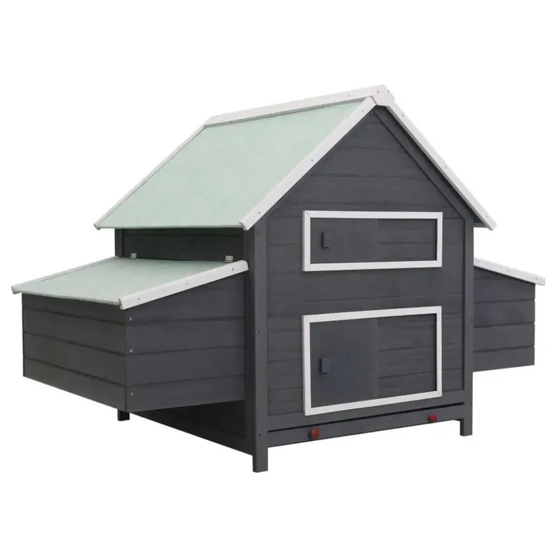 Vidaxl Grey Chicken Coop Wood Hen House Animal Habitat Cage Pet Carrier Small