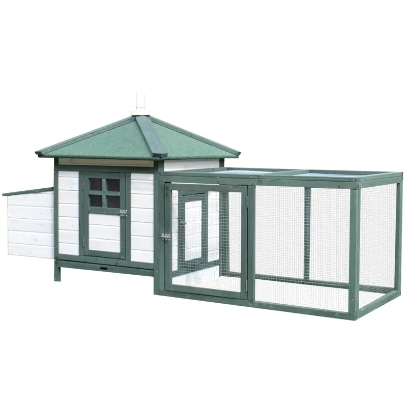 PawHut Chicken Coop Small Animal Pet Cage w/ Nesting Box Outdoor Run Wooden   Aosom UK
