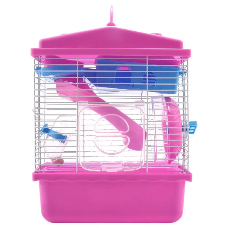 Tlily Golden/Pink Pet Cage With Transparent Skylight Double Layer House For Pet