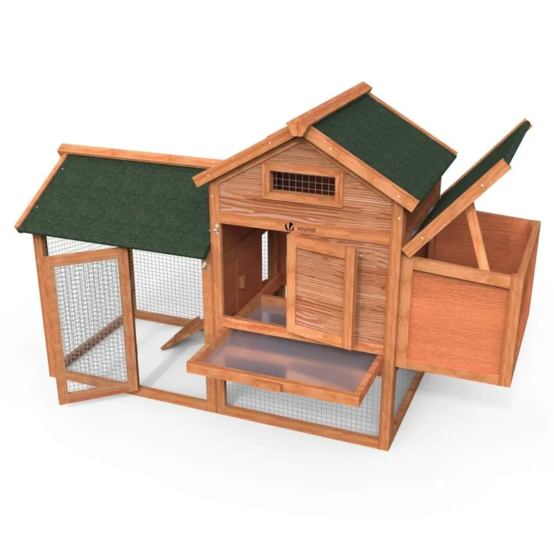 Vounot Wooden Chicken Coop For Outdoors, Rabbit Hutch, 152 X 62 X 92 Cm Extra Large