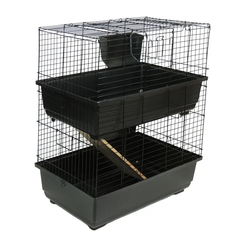 New Little-Friends Little Friends Double Tier Rabbit Cage,, Blue/Black Tk50850 100Cm