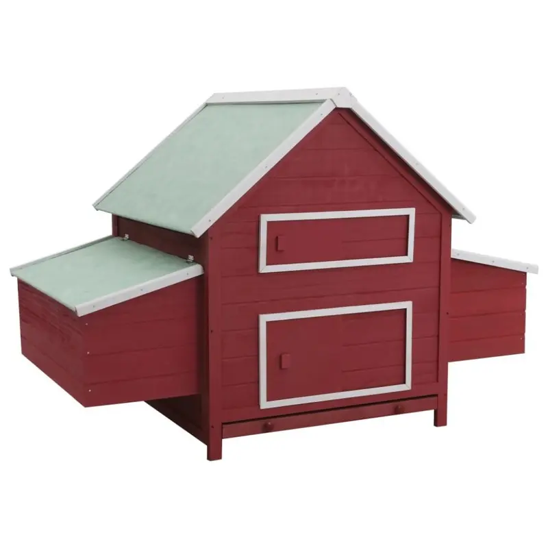 Vidaxl Red Chicken Coop Wood Hen House Animal Habitat Cage Pet Carrier Small