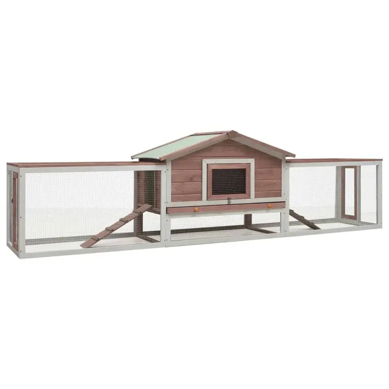 Berkfield Home Unisex Brown Rabbit Hutch Mocha 310X70x87 Cm Solid Pine & Fir Wood