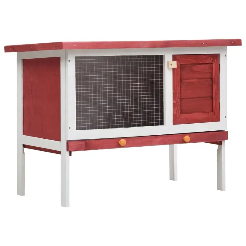 Berkfield Home Unisex Red Outdoor Rabbit Hutch 1 Layer Wood