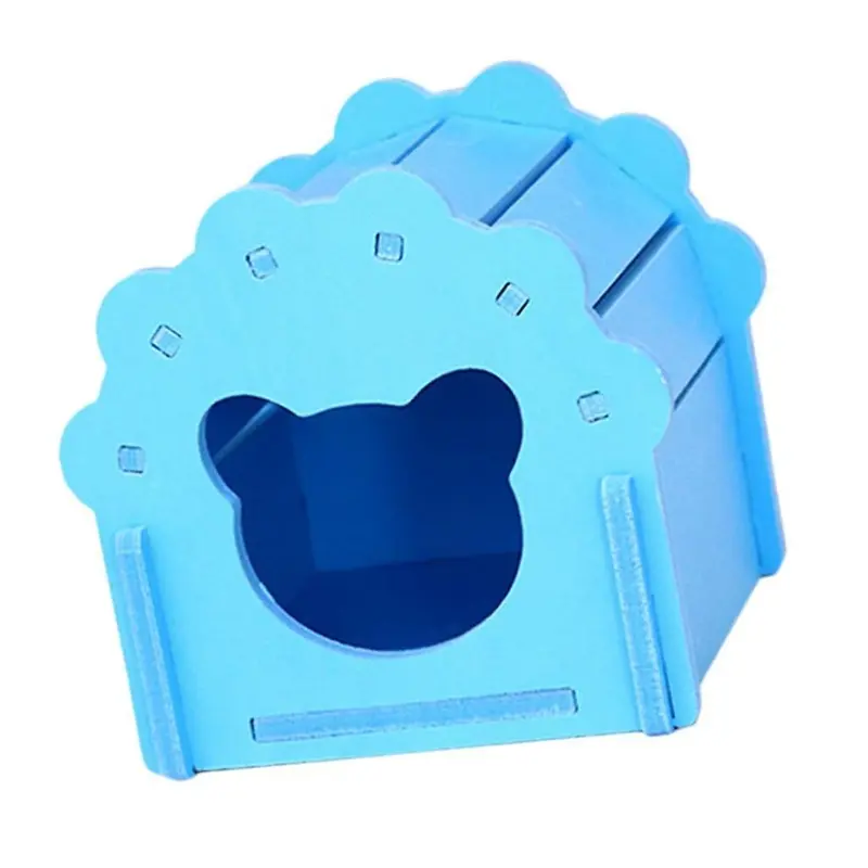 Blue Summer Cooling Hamster Hideout Hut Animal Wooden Hamster House Small