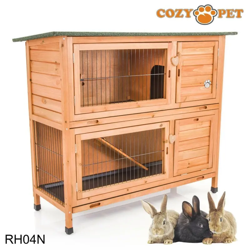 Cozy Pet Brown Rabbit Hutch 4 Ft Natural 2 Levels Guinea Pig Run Ferret Rh04n 4Ft