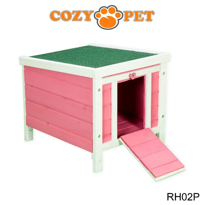 Cozy Pet Pink Rabbit Hutch Hide Guinea Pig Hutches Hedgehog Run Tortoise Rh02p