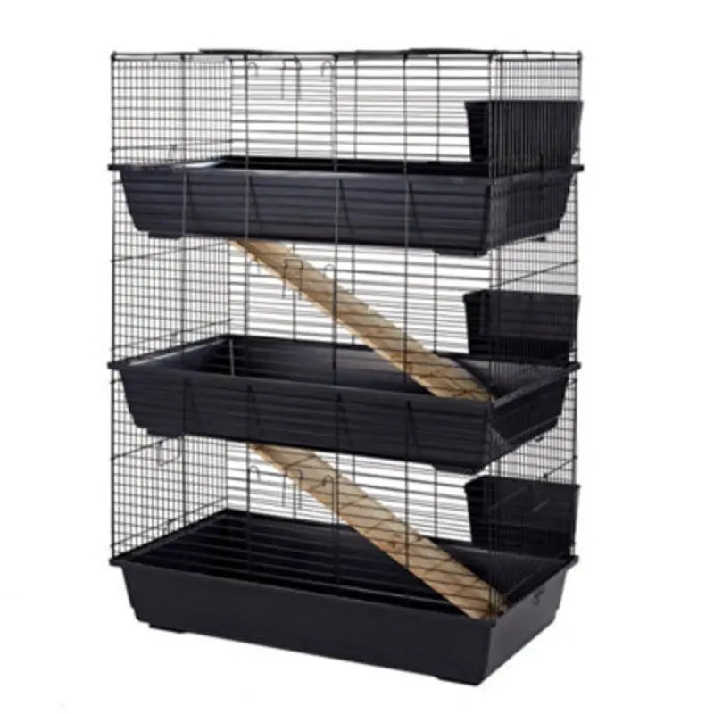 Little Friends Rabbit 100 Triple Cage Indoor For Rabbits & Guinea Pigs Blue/Black