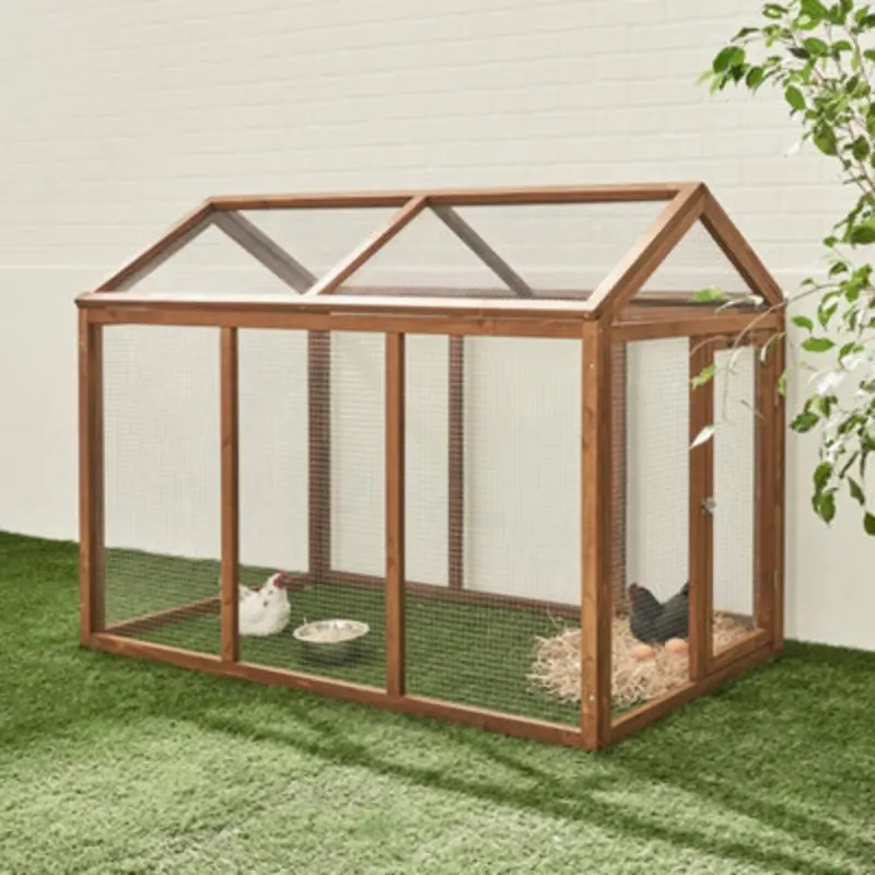 Sweeek Wooden Chicken Run For 3 Chickens Natural