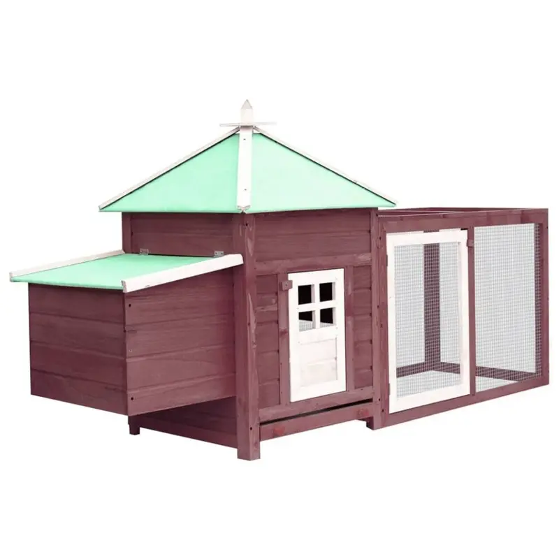 Vidaxl Solid Firwood Chicken Coop With Nest Box Mocha Hen House Hutch Cage Small