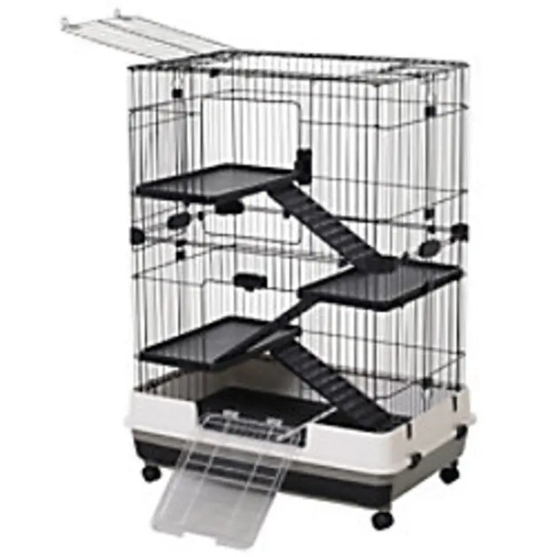 Pawhut Small Animal Cage Black, White 527 Mm X 812 Mm X 1100 Mm